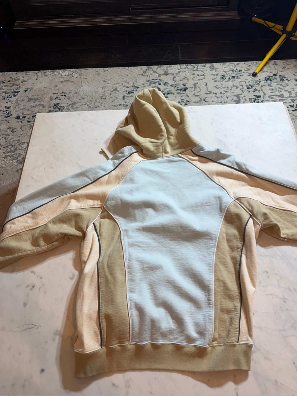 Supreme Pale Blue & Beige Colorblock Zip Hoodie with Embossed Logos - Picture 8 of 9